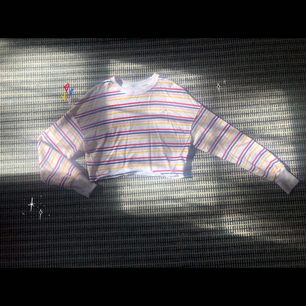 Multi-Colored Striped Cropped Sweater